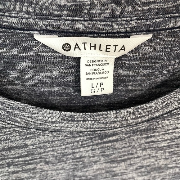 ATHLETA Sleeveless Breezy Top Tank Size Large Petite Flint Heather Gray Navy.  3 - Picture 4 of 8